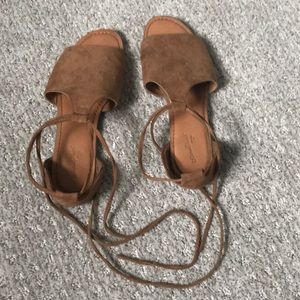 Brown tie up sandals